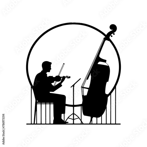 Low End Reverberation: Black Vector Silhouette of a Double Bass, Classic Double Bass Illustration- Double Bass vector