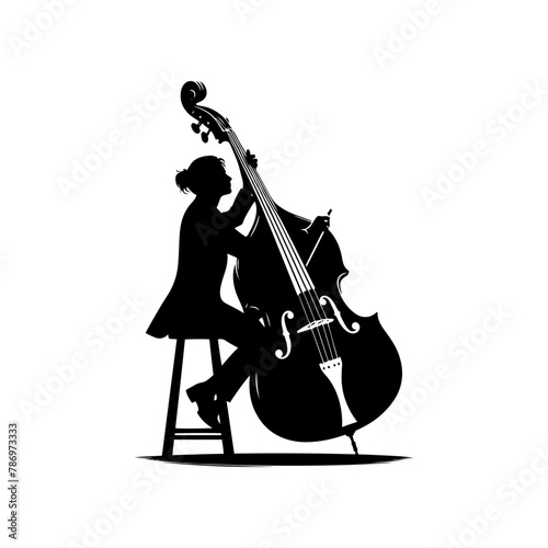 Low End Reverberation: Black Vector Silhouette of a Double Bass, Classic Double Bass Illustration- Double Bass vector