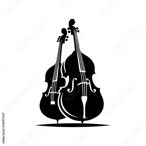 Low End Reverberation: Black Vector Silhouette of a Double Bass, Classic Double Bass Illustration- Double Bass vector