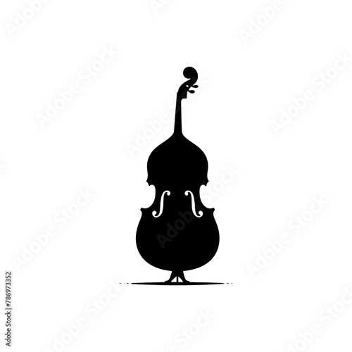 Low End Reverberation: Black Vector Silhouette of a Double Bass, Classic Double Bass Illustration- Double Bass vector