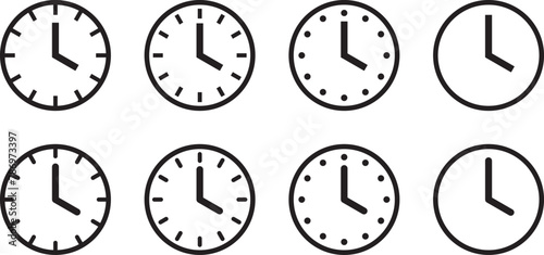 様々な形の時計アイコンのベクターイラストセット