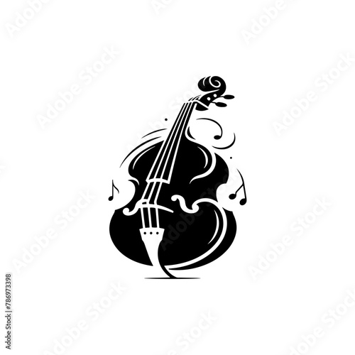 Low End Reverberation  Black Vector Silhouette of a Double Bass  Classic Double Bass Illustration- Double Bass vector