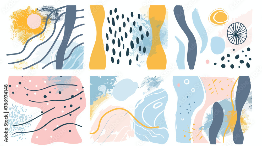 Trendy Backgrounds Patterns. Four Doodle Shapes 