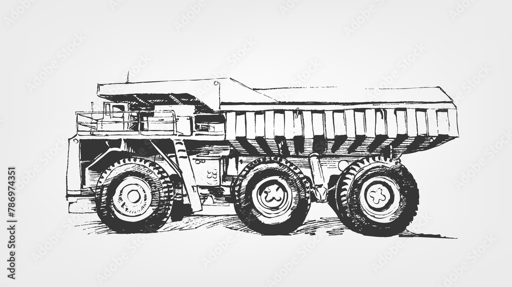 Dump Truck Large Industrial Mining. Sketch giant machine
