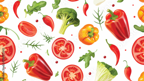 Veggie food red seamless pattern Vector illustration