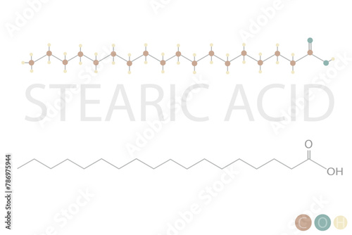  stearic acid molecular skeletal chemical formula photo