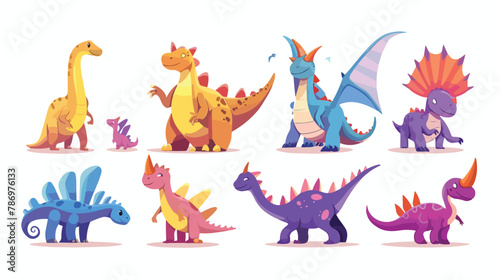 Cute dinosaur. Cartoon dinos dinosaur colorful isolated