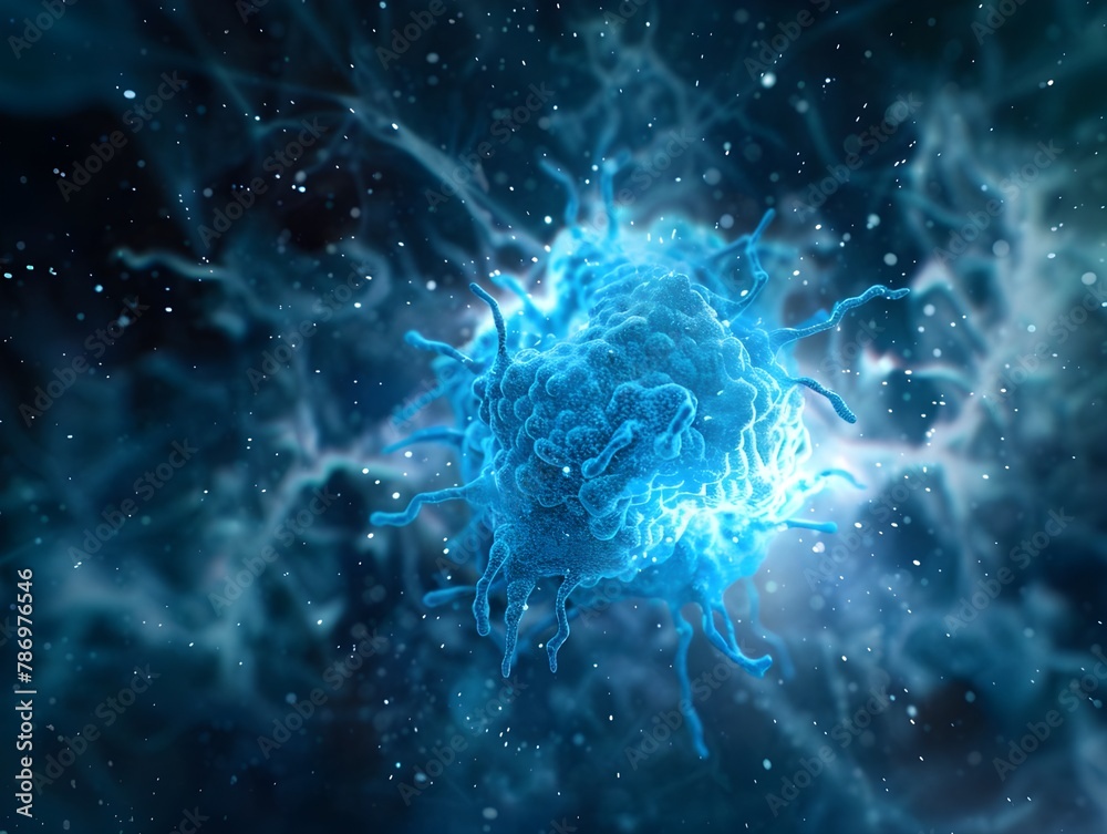 Glowing cell structures in a hyper realistic photographic digital style. Glowing cell structures in a hyper realistic photographic digital style.