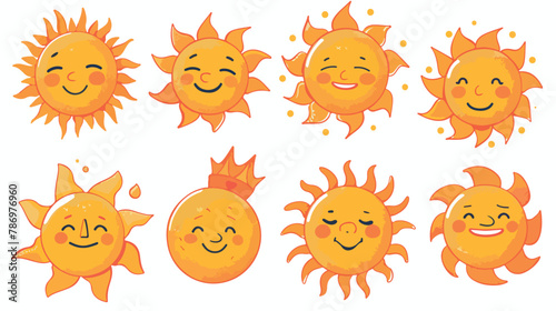 Cute doodle sun collection. Hand drawn style illustration