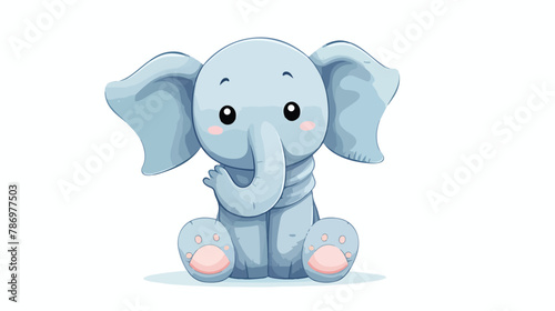 Cute elephant sock toy on white background Vector illustration