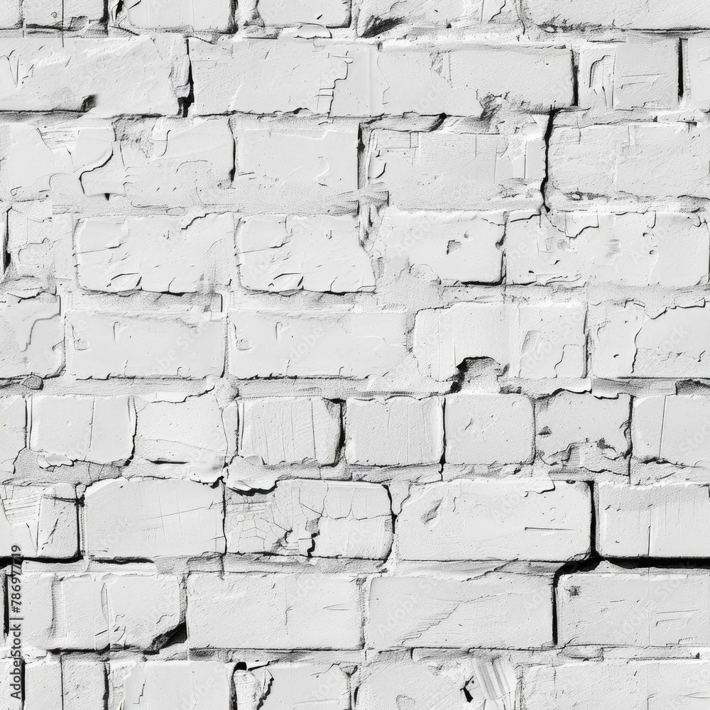 Fototapeta premium A black and white photo of a textured brick wall. Suitable for background or construction concepts