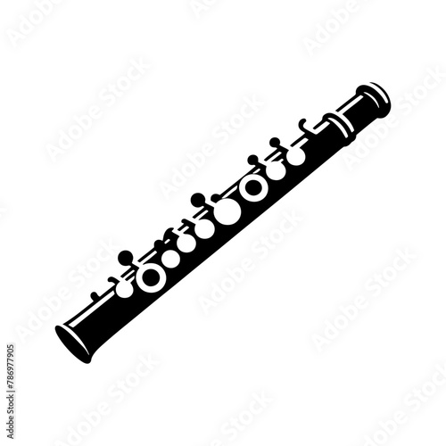Whispers of Melody: Black Vector Silhouette of a Flute, Essence of Tranquil Musical Expression, Flute Illustration, Flute Vector stock.