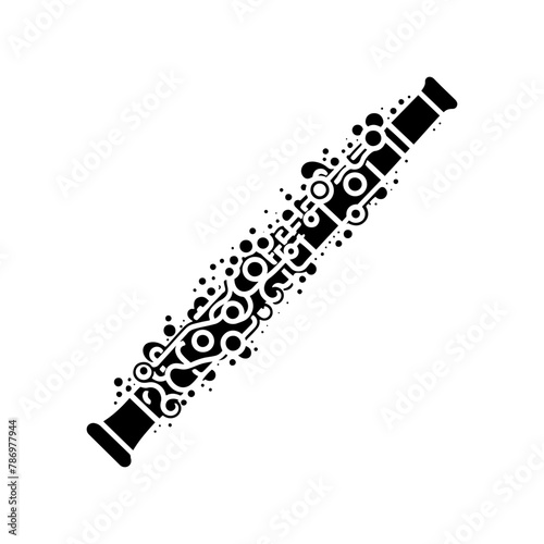 Whispers of Melody: Black Vector Silhouette of a Flute, Essence of Tranquil Musical Expression, Flute Illustration, Flute Vector stock.