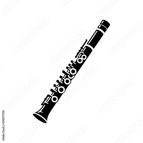 Whispers of Melody: Black Vector Silhouette of a Flute, Essence of Tranquil Musical Expression, Flute Illustration, Flute Vector stock.