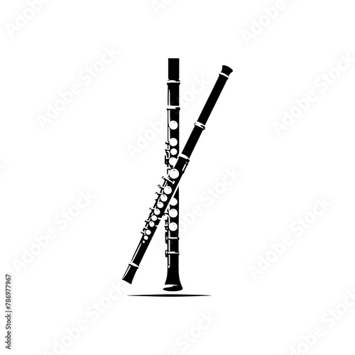 Whispers of Melody: Black Vector Silhouette of a Flute, Essence of Tranquil Musical Expression, Flute Illustration, Flute Vector stock.