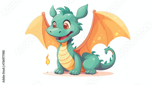 Cute flying dragon. Cartoon fantasy character isolated