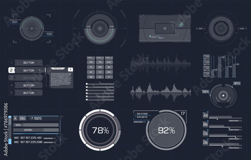 futuristic user interface with elements of infographics. 
User display. abstract space interface
