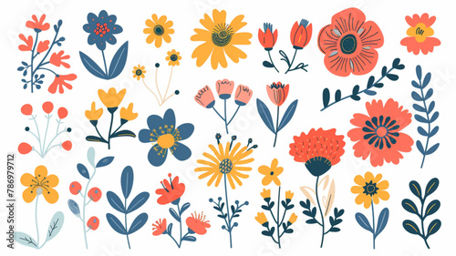 cute cartoon flowers and shapes icons. Daisy flower