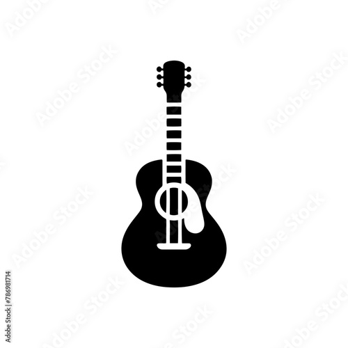 Black Vector Silhouette of a Guitar, Symbol of Musical Harmony and Expression- Guitar Illustration- Guitar vector stock.