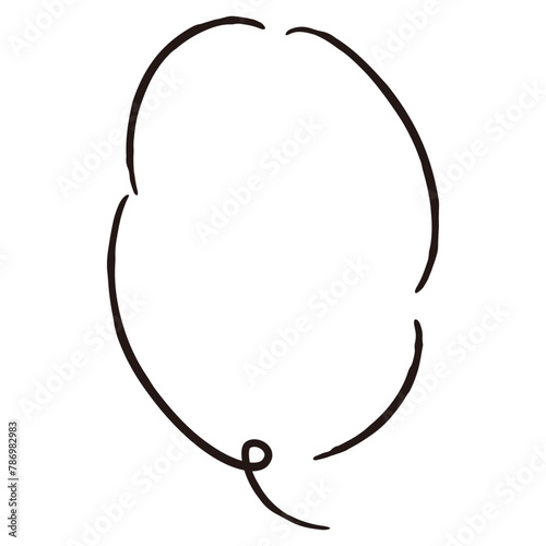 シンプルでおしゃれな手描きの吹き出し（白黒・単体・縦書き）