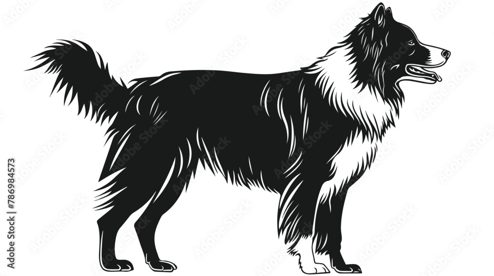 Decorative portrait of standing in profile dog border