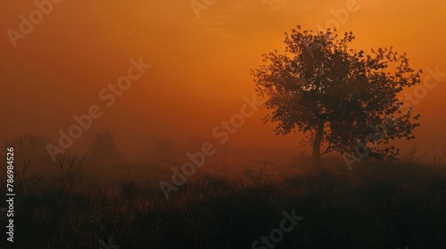 Summer sunset in Oklahoma with an orange hue