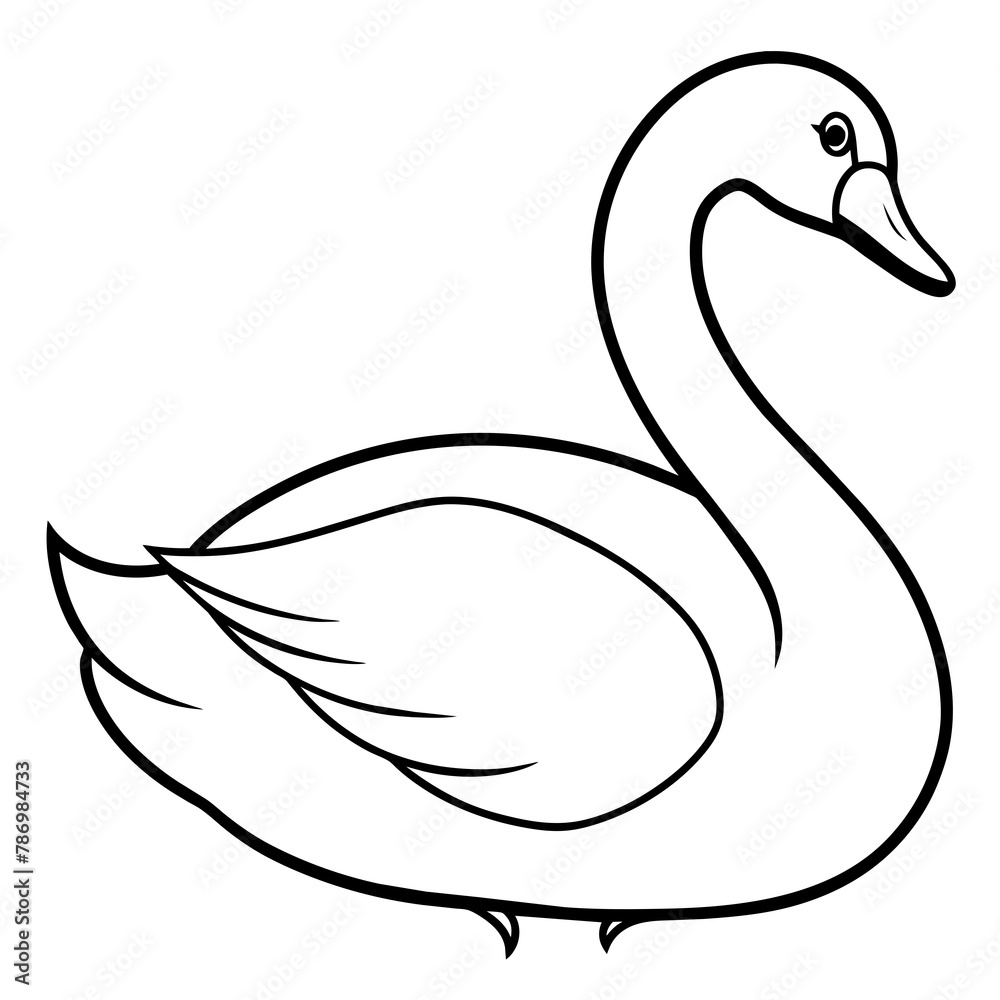 Fototapeta premium swan isolated mascot,swan silhouette,swan vector,icon,svg,characters,Holiday t shirt,black swan drawn trendy logo Vector illustration,swan line art on a white background
