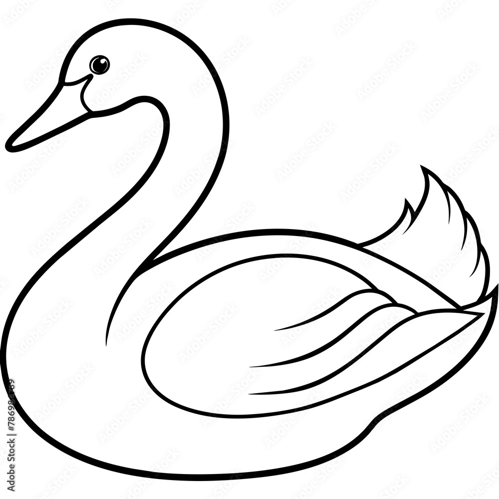 Fototapeta premium swan isolated mascot,swan silhouette,swan vector,icon,svg,characters,Holiday t shirt,black swan drawn trendy logo Vector illustration,swan line art on a white background