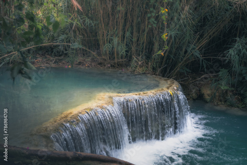 Beautiful blue water at a waterfall