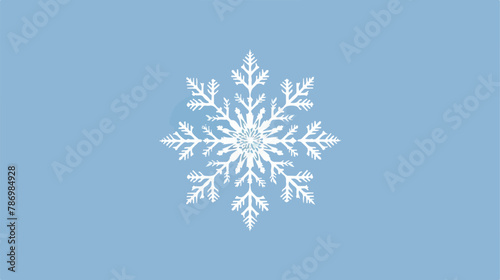 Delicate white Christmas snowflake on blue background