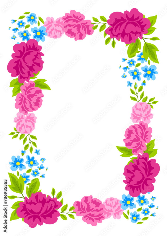Frame with pretty flowers. Beautiful decorative natural plants and leaves. Frame with pretty flowers. Beautiful decorative natural plants and leaves.