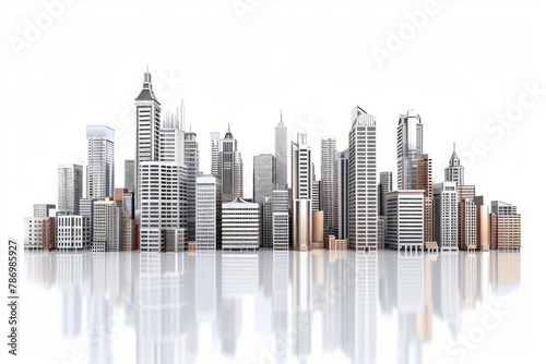 Modern City illustration isolated at white with space for text. Success in business  international corporations  Skyscrapers  banks and office buildings . photo on white isolated background