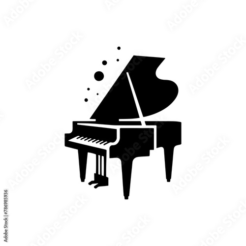  Black Vector Silhouette of a Piano, Symbol of Musical Grace and Mastery- Piano Illustration- Piano vector stock