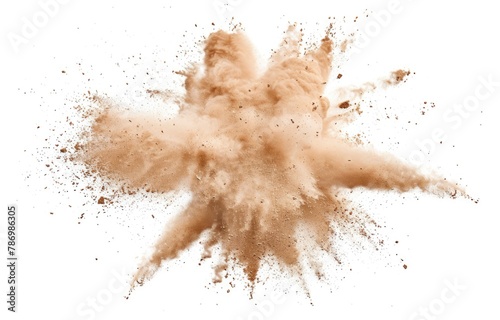 beige color powder pulver explosion isolated on white or transparent png