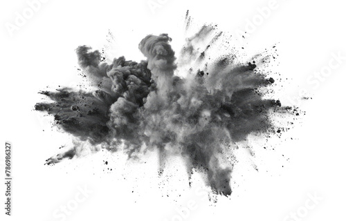 grey color powder pulver explosion isolated on white or transparent png