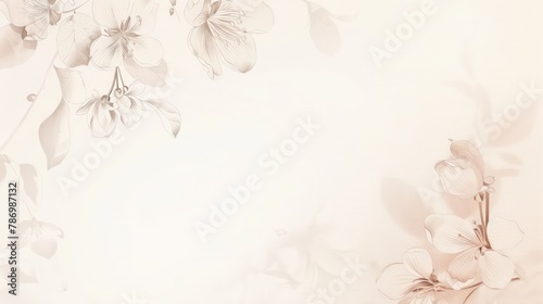 A gentle composition of delicate floral patterns on a warm, creamy backdrop, ideal for sophisticated and serene designs