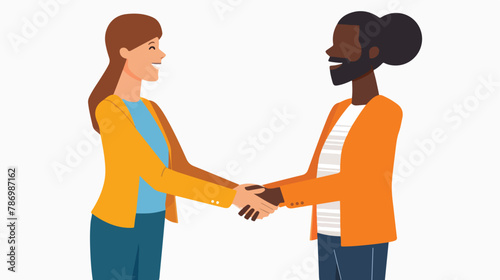 Diversity handshake - Caucasian woman and black man 