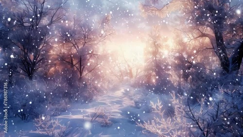 A serene winter scene in a snowy forest. Suitable for nature and winter-themed projects.
