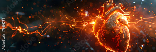 A burning heart is shown in this illustration,Abstract Human heart background.