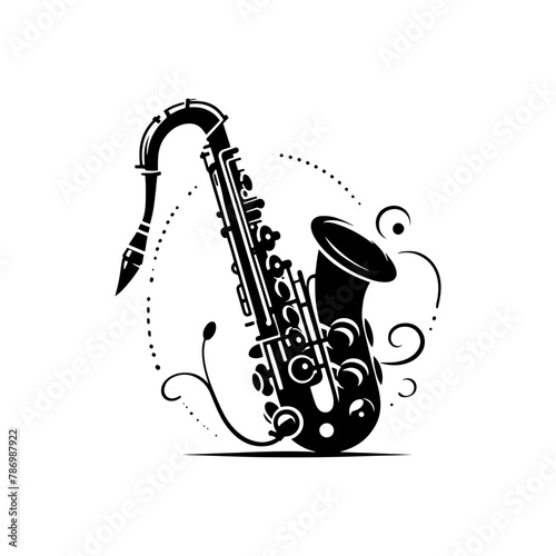 Black Vector Silhouette of a Saxophone  Symbol of Soulful Jazz and Rhythmic Blues- Saxophone Illustration- Saxophone vector stock