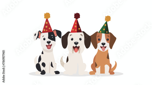 Dogs New Years Day flat vector isolated on white background