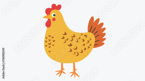 Doodle Chicken flat vector isolated on white background
