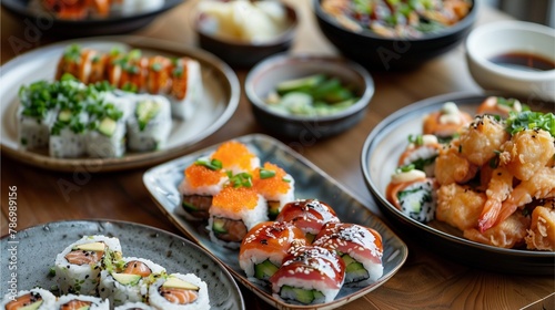 Fototapeta Naklejka Na Ścianę i Meble -  A variety of Asian food, Thai, Chinese, Japanese.