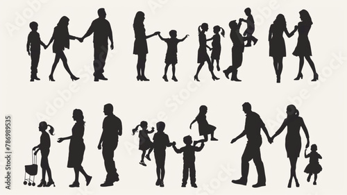 happy family silhouette collection Vector style