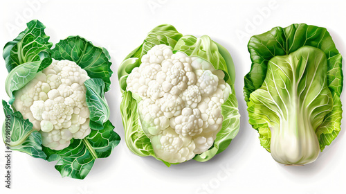 Collection of organic natural full cauliflower cabbage