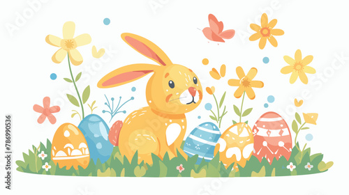 Easter rabbit theme element vectoreps flat vector isolated
