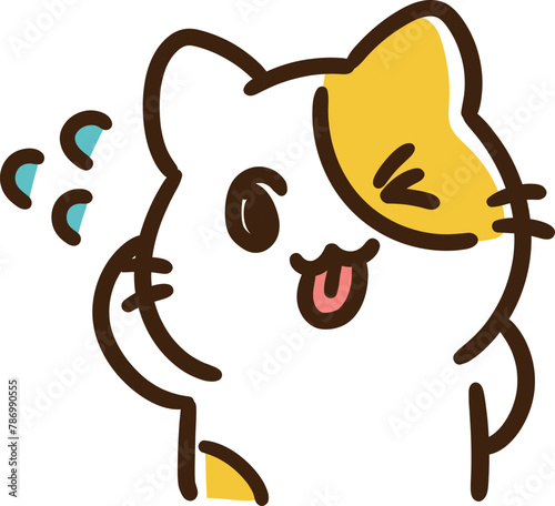 お茶目に舌を出すかわいいねこのキャラクターのコミカルなイラスト