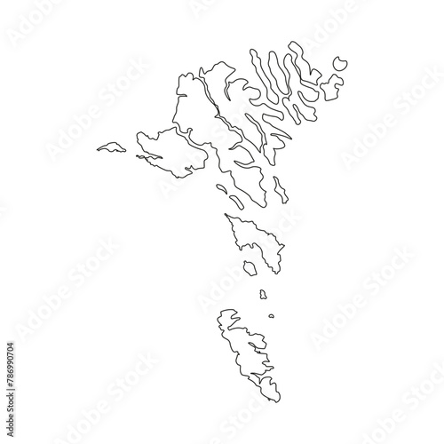 Vector isolated simplified illustration icon with black silhouette of Faroe Islands map. White background