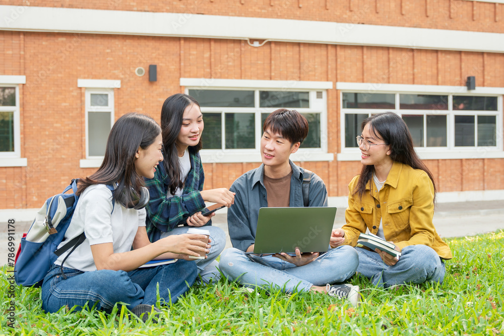 Fototapeta premium Students doing activities on campus