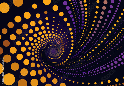 an abstract background with a spiral design in purple and orange